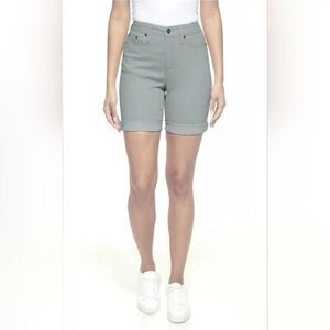 DKNY Women's 8 Mid-rise Stretchy Bermuda Shorts Rolled Cuff Flint (Lt Grey) NWT